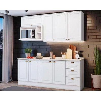Cozinha Completa Henn 7 Peças 2 Portas 3 Gavetas MDF-MDP Branco com Nicho para Micro-ondas Móveis