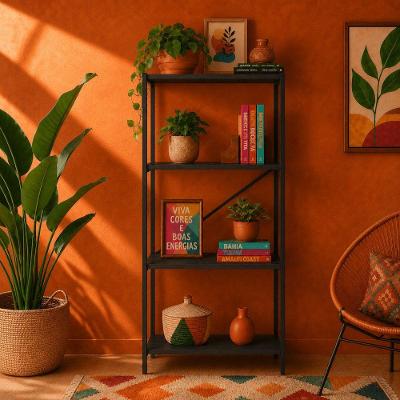 Estante Zurique sem Porta 4 Prateleiras Aco 50CM Preto KLM Store