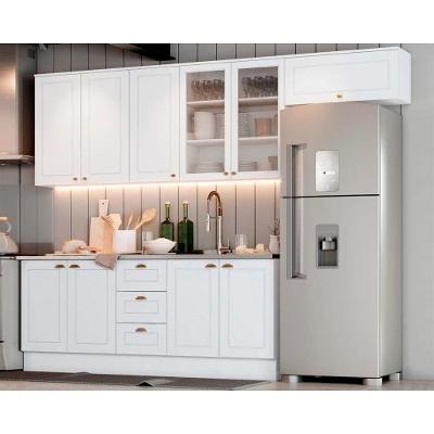Cozinha Completa Americana CZ153 7 Portas 3 Gavetas MDF-MDP 120CM e 80CM Branco