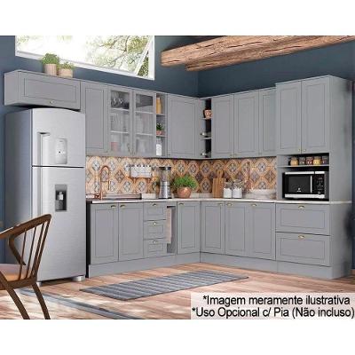 Cozinha Completa Americana C5P38 3 Portas 3 Gavetas MDF 120CM Cinza Henn
