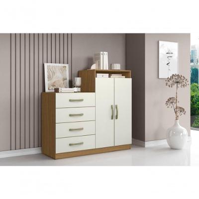 Cômoda Londres 4 Gavetas 2 Portas MDP Puxador Plástico Off White Aramóveis