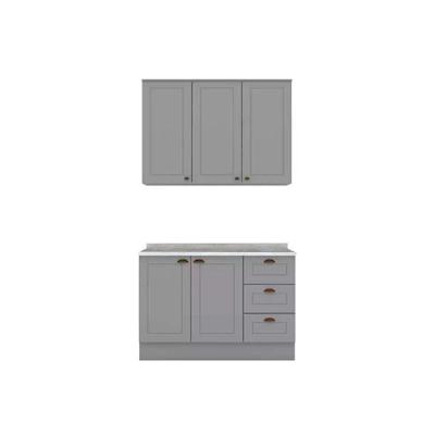 Cozinha Completa 3 Peças 2 Portas 3 Gavetas MDF MDP 120CM Cinza Henn
