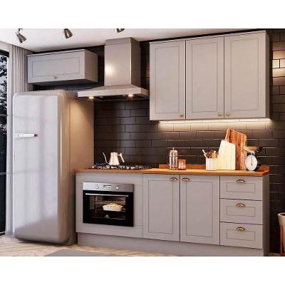 Cozinha Completa 6 Peças Americana 2 Portas 3 Gavetas MDF-MDP 120CM Cinza Móveis Henn