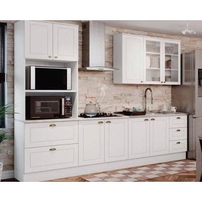 Cozinha Completa 5 Peças Americana s-Pia CZ127 3 Portas 3 Gavetas MDP Branco com Calcare