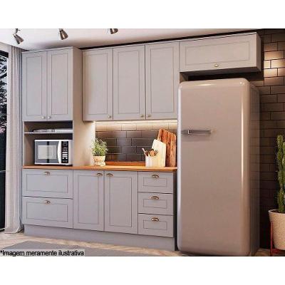 Cozinha Completa 5 Peças Americana C5P12 2 Portas 2 Gavetas MDF Cinza com Nature Henn