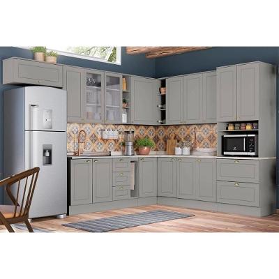 Cozinha Completa 16 Peças Americana C5P33 3 Portas 3 Gavetas MDF 120CM Cinza