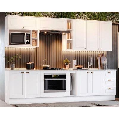 Cozinha Completa 13 Peças Americana C5P41 2 Portas MDF 120CM Branco com Calcáreo