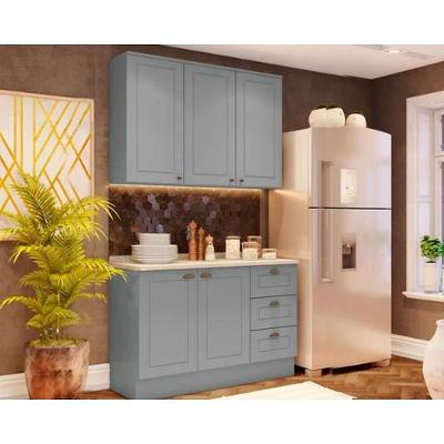 Cozinha Completa Americana 3 Peças 2 Portas 3 Gavetas 120CM Cinza Henn