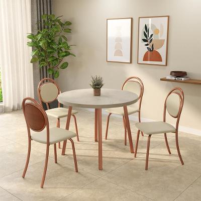 Conjunto Sala de Jantar Tessa Carraro Petra 4 Lugares Tampo MDP Cadeiras Tecidos Premium Rosê 99CM