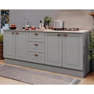 Cozinha Completa Americana 3 Peças 2 Portas 3 Gavetas 120CM Cinza Móveis Henn