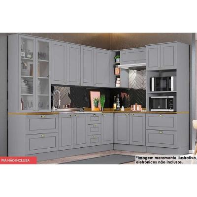 Cozinha Completa 10 Peças Americana C5P36 4 Portas 6 Gavetas MDF Cinza Henn