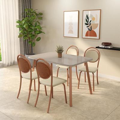 Conjunto Sala de Jantar Lotus 4 Lugares Tampo MDP Rosê 119CM Móveis Carraro