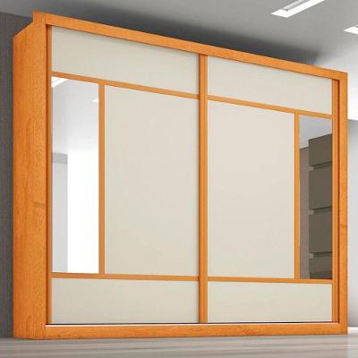 Guarda Roupa Triunfo Flex 2 Portas de Correr 6 Gavetas MDF-MDP com Espelho Peroba-off White Europa
