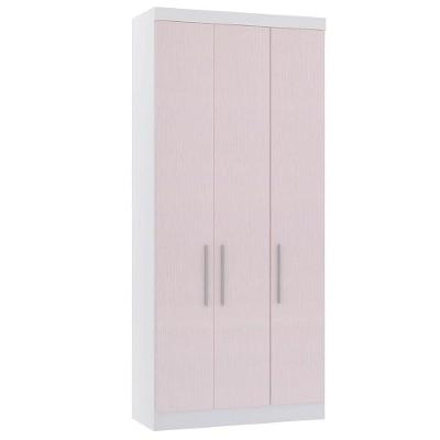 Guarda Roupa Modulado Alpes 3 Portas de Bater 2 Gavetas MDP Branco Pf-rosa Pf 101,5CM Luciane Móveis
