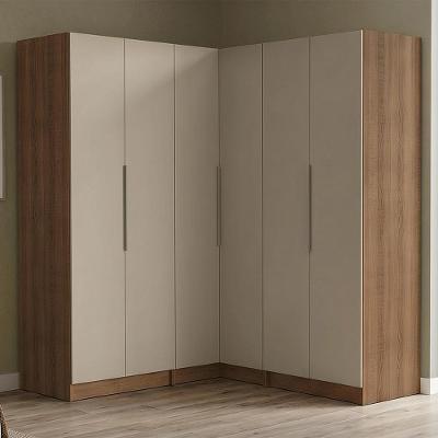 Guarda Roupa de Canto Neo 6 Portas de Bater 4 Gavetas MDP Rustic-crema Madesa 350CM