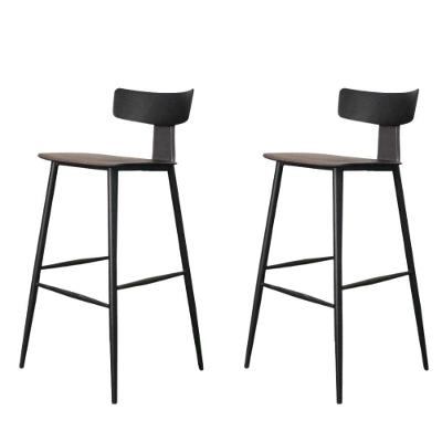 Kit 2 Banquetas Altas Analu Assento PP Preto Detalhe PU Cinza Base Aço sem Ajuste Rivatti