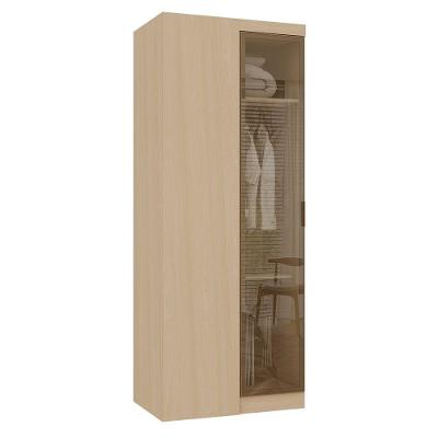 Guarda Roupa de Canto Mônaco 1 Porta de Bater sem Gavetas MDP Alumínio Bronze Carvalho-vidro