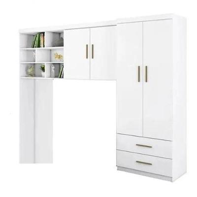 Jogo de Quarto Casal Chiara Guarda Roupa e Módulo Aéreo 2 Portas MDP Branco Phoenix Baby