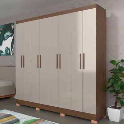 Guarda Roupa Casal Porto 8 Portas de Bater 4 Gavetas MDP Avelã-cappuccino Bartira Móveis 219,2CM