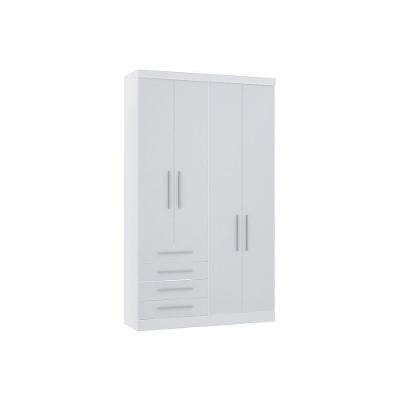 Guarda Roupa Modulado Alpes 4 Portas de Bater 4 Gavetas MDP Branco Pf 134,50CM Luciane Móveis