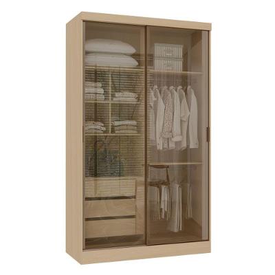 Guarda Roupa Modulado Mônaco 2 Portas de Correr 3 Gavetas MDP Carvalho-vidro Reflecta Bronze Luciane