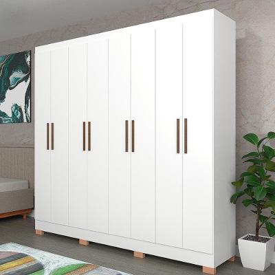Guarda Roupa Casal Porto 8 Portas de Bater 4 Gavetas MDP Branco Bartira Móveis