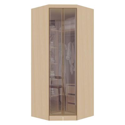 Guarda Roupa de Canto Mônaco 2 Portas de Bater 3 Gavetas MDP Alumínio Vidro Reflecta Bronze Luciane