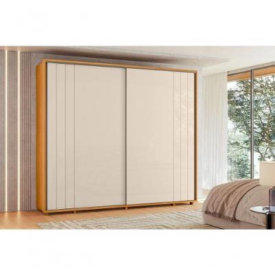 Guarda Roupa Casal Dalí 2 Portas de Correr 8 Gavetas MDF Cinamomo Off White Madetec 278CM