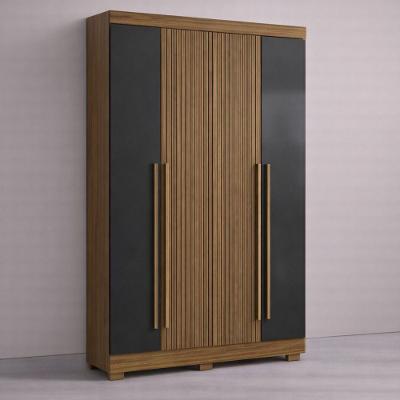 Guarda Roupa Casal Atacama 4 Portas de Bater 2 Gavetas MDP Grafite Aramóveis 153CM