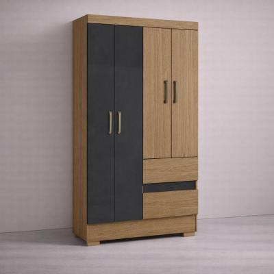 Guarda Roupa Casal Atacama 4 Portas de Bater 2 Gavetas MDP Grafite Aramóveis 100CM