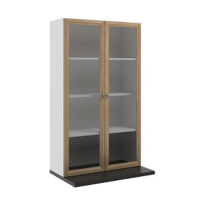Armário Aéreo Berlim 80CM 2 Portas MDP Vidro Café e Branco Ditália