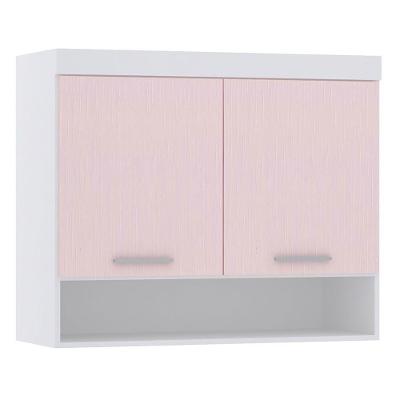 Armário Aéreo Maleiro Alpes 97CM 2 Portas MDP Branco com Rosa Luciane Móveis