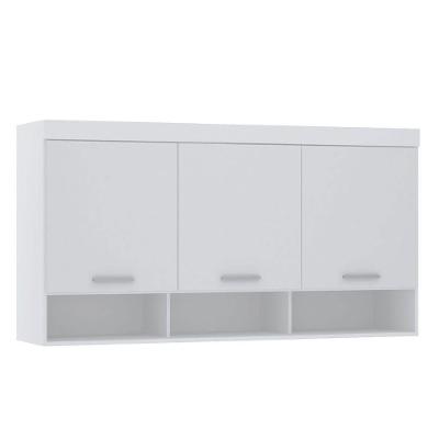 Armário Aéreo Maleiro Alpes 165CM 3 Portas MDP Porta de Correr Branco Luciane Móveis