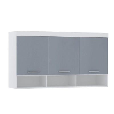 Armário Aéreo Maleiro Alpes 145CM 3 Portas MDP Correr Branco Luciane Móveis