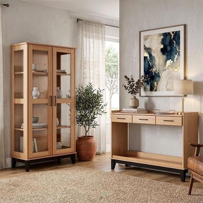 Aparador e Cristaleira Z25 Moderno 2 Portas 3 Gavetas Madeira Maciça Marrom Mpozenato