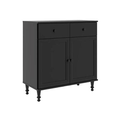 Aparador Buffet R-629 Moderno 2 Portas 2 Gavetas MDP 80CM Preto Ditália