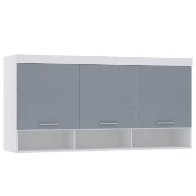 Armário Aéreo Maleiro 165CM 3 Portas MDF-MDP Correr Branco Luciane Móveis