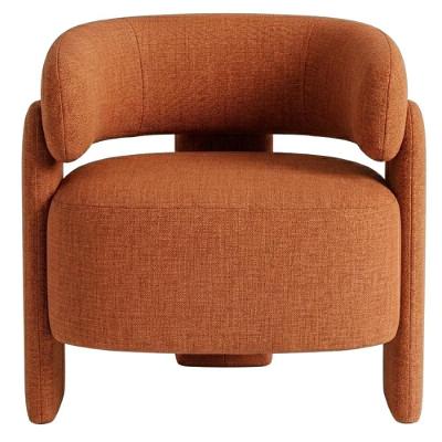 Poltrona Decorativa Lume com Pés Palito Revestida em Linho Bege Milani Movelaria