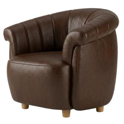 Poltrona Decorativa Alce com Pés Torneados Courino Bege Milani Movelaria