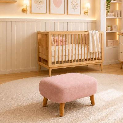 Puff Sala Decorativo Jhessy Redondo Madeira Espuma Veludo Rose Dmov 53CM