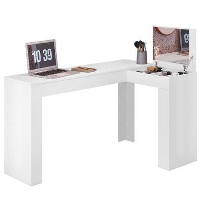 Penteadeira Escrivaninha Jade com Espelho Design em l MDP Branco Fosco Möbler 135,5CM