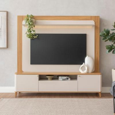 Painel Home Munique para TV 70" 200CM MDP-MDF Portas Correr Off White Casah