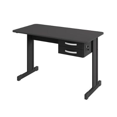 Mesa para Escritório Retangular Georgia Cadiz Moderno 2 Gavetas MDP 120CM Preto Casah