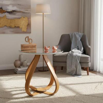 Mesa Lateral Mesa Canto Cebola Redonda MDF Madeira 50CM Branco Decoraper