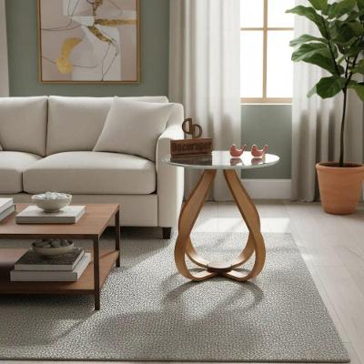 Mesa Lateral Cebola Redondo MDF Laqueado Madeira 50CM Branco Decoraper