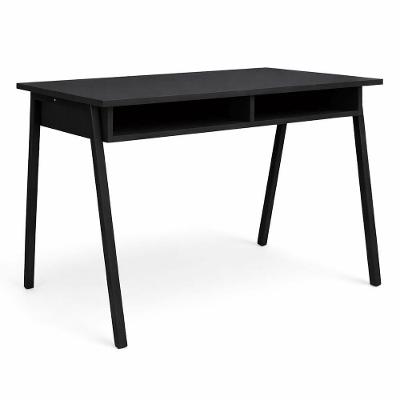 Mesa Escrivaninha Retangular com 2 Nichos Moderno sem Gavetas 45CM Preto KLM Store