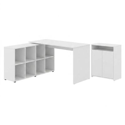Mesa Escrivaninha em l Cool Nero Moderno sem Gavetas MDP 140CM Branco com Balcão Artany