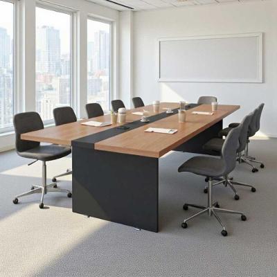 Mesa de Reunião Retangular Moderno MDP 110x360CM Noce Preto Casah