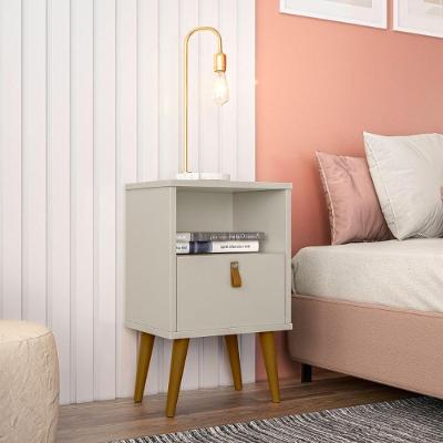 Mesa de Cabeceira Búzios 1 Gaveta MDF e MDP Moderno Off White Casah