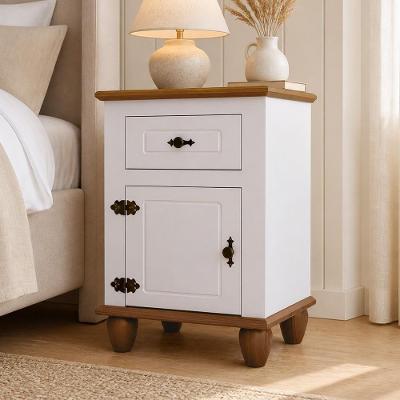 Mesa de Cabeceira Alegra S05 1 Gaveta MDF-MDP Provençal Off White Lyam Decor 50CM